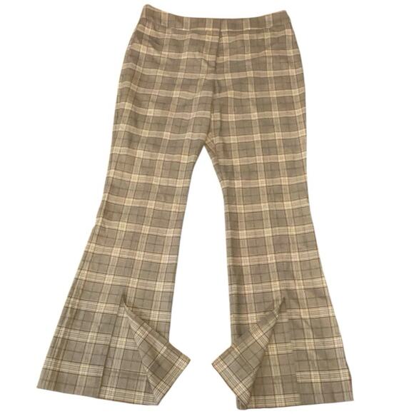 NWT Gianni Bini Alora Split Hem Dress Pants Size 14 Brown Plaid Y2K Work Slacks - Picture 3 of 6